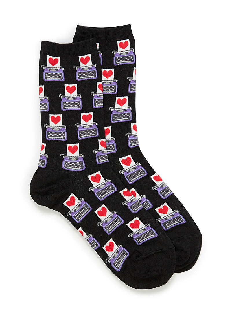 Typewriter with Heart Socks