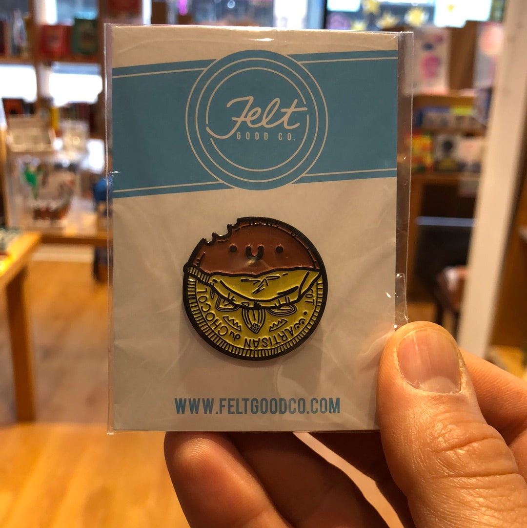 Gelt Chocolate Coin Enamel Pin Felt Good