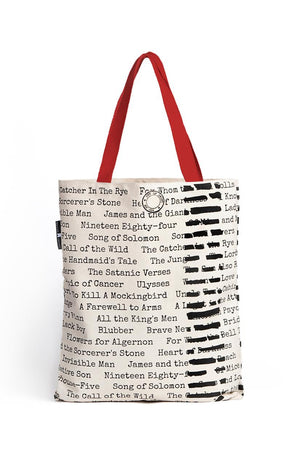 Banned Books Tote- Red Handle- Out of Print